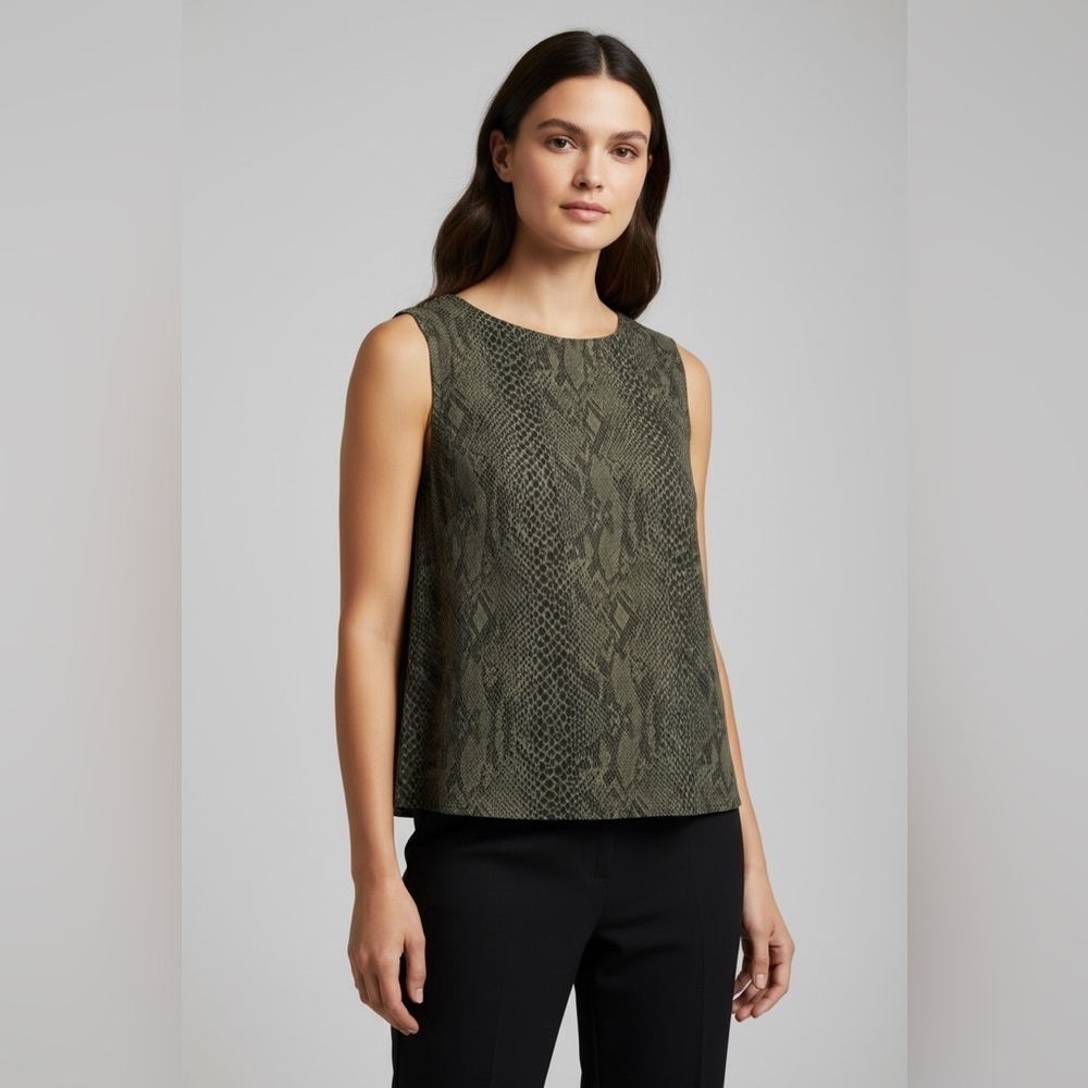 Positive Attitude Olive Green Snakeskin Print Sleeveless Top Size M